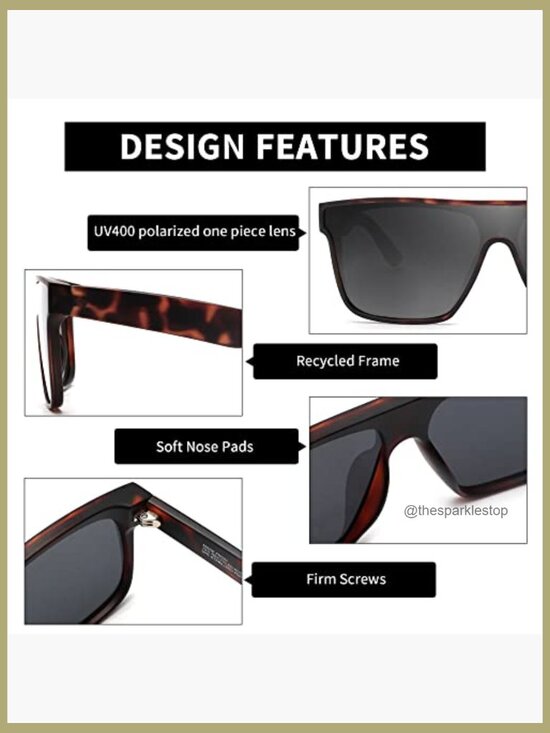 Oversized Square Polarized Shield Sunglasses UV400 Protection main image 4